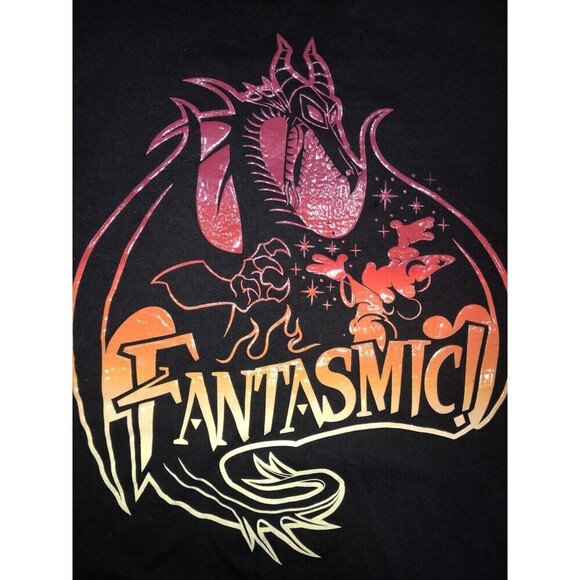 Vtg FANTASMIC DISNEYLAND 90s T-SHIRT XL Dragon MALEFICENT Mickey Mouse SORCERER - Picture 3 of 4
